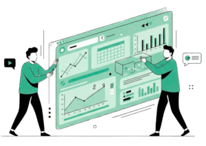 illustratie online marketingcampagne gegevens beheren 