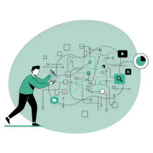 Illustratie van een online marketingcampagne door middel van AI