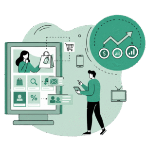 Illustratie online marketing strategie retail media